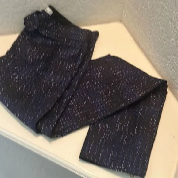 Femme d’armes Size 2 Ankle Zip Dress Trouser Blue Black Geo Print Office Casual